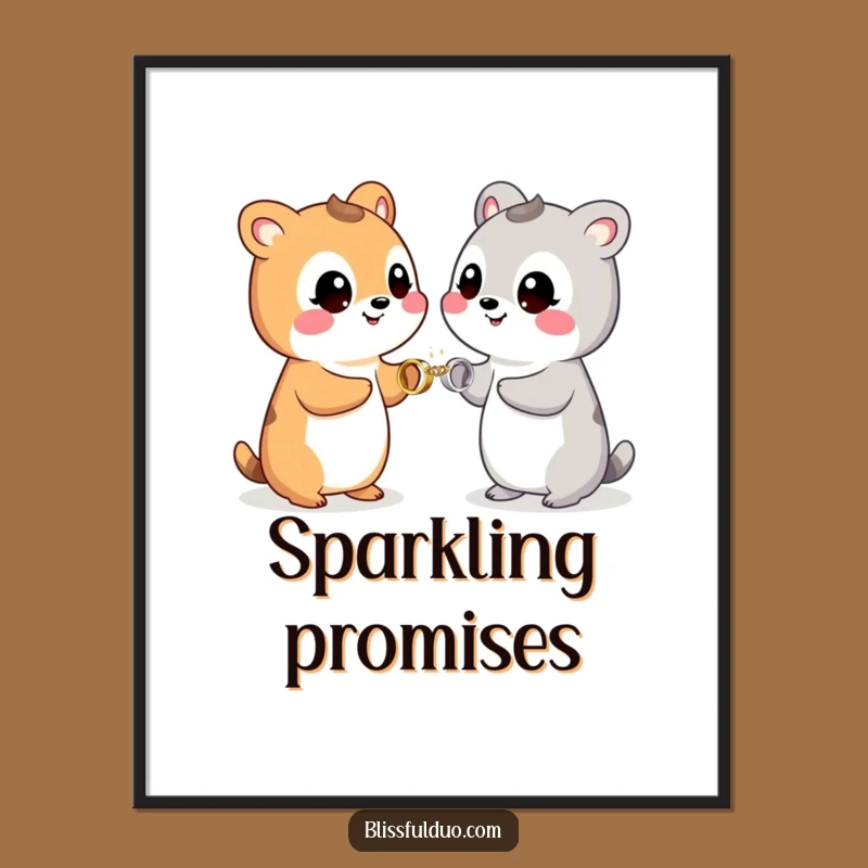 Funny Engagement Animals Poster a Romantic and Funny Gift