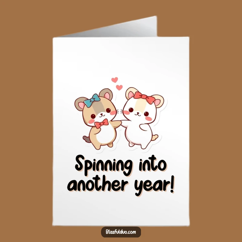 Free Printable Birthday Card Funny: Spinning Animals Duo, Adorable Downloadable Gift