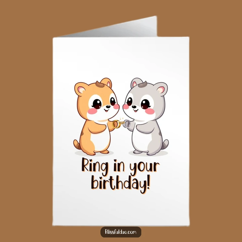 Free Printable Birthday Card Funny: Ring Exchange Animals, Quirky Downloadable Gift