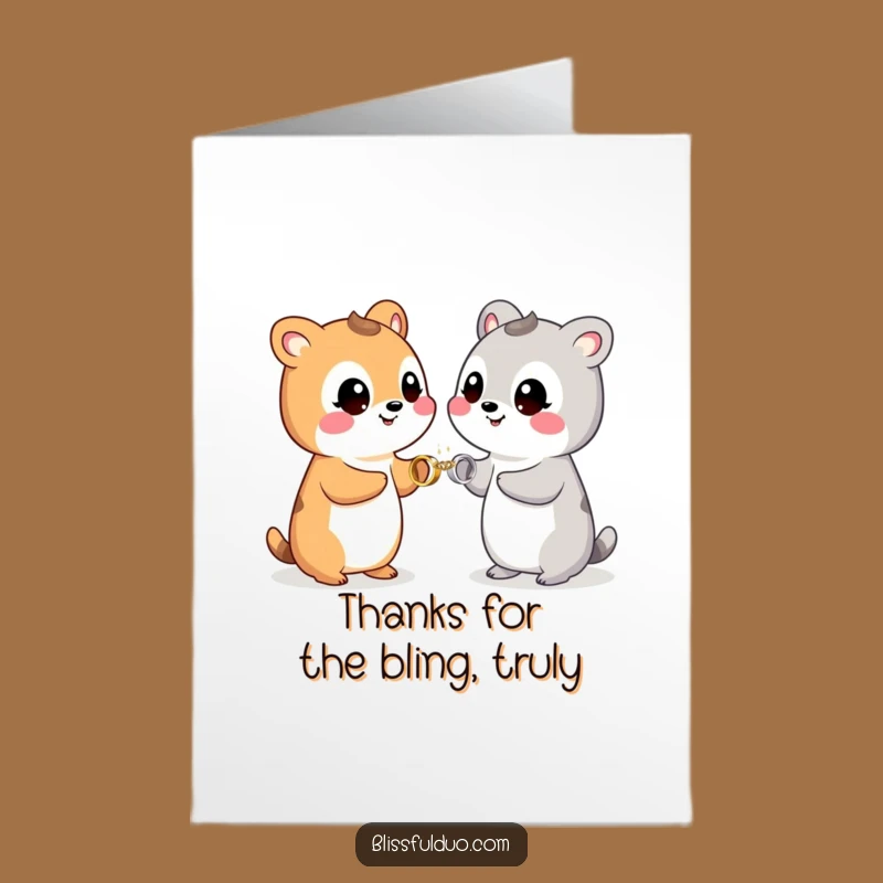 Free Printable Thank You Card Funny: Ring Exchanging Animals, Sweet Downloadable Gift